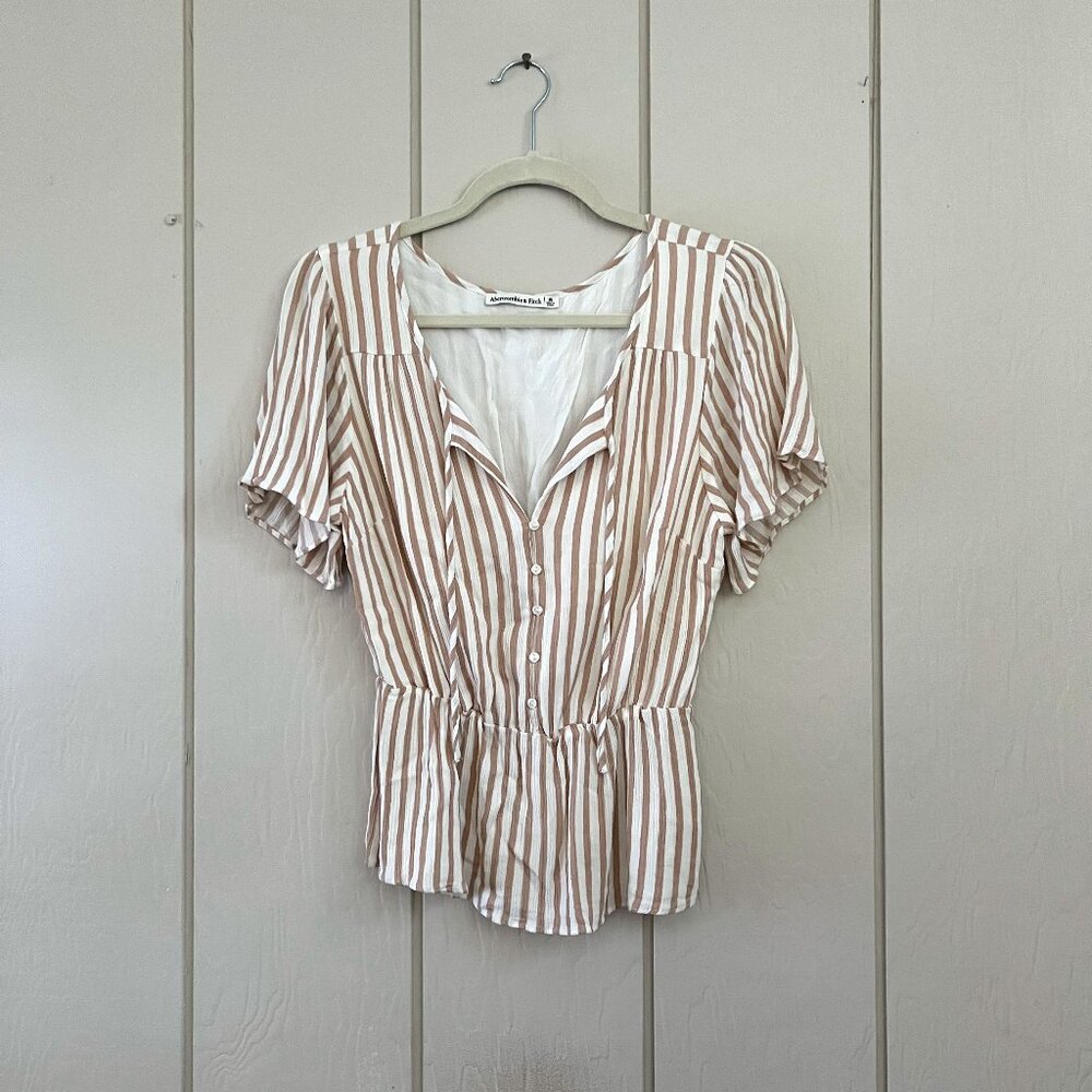 Abercrombie & Fitch Striped Peplum Blouse
